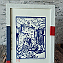 La Porte de l'Horloge, linogravure de Nicole Barrière-Jahan, 04/2026